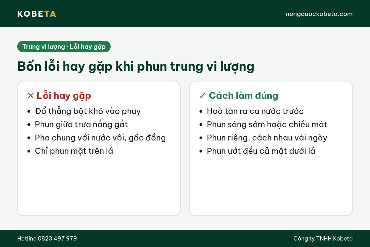 Bốn lỗi hay gặp khi phun phân bón trung vi lượng và cách làm đúng