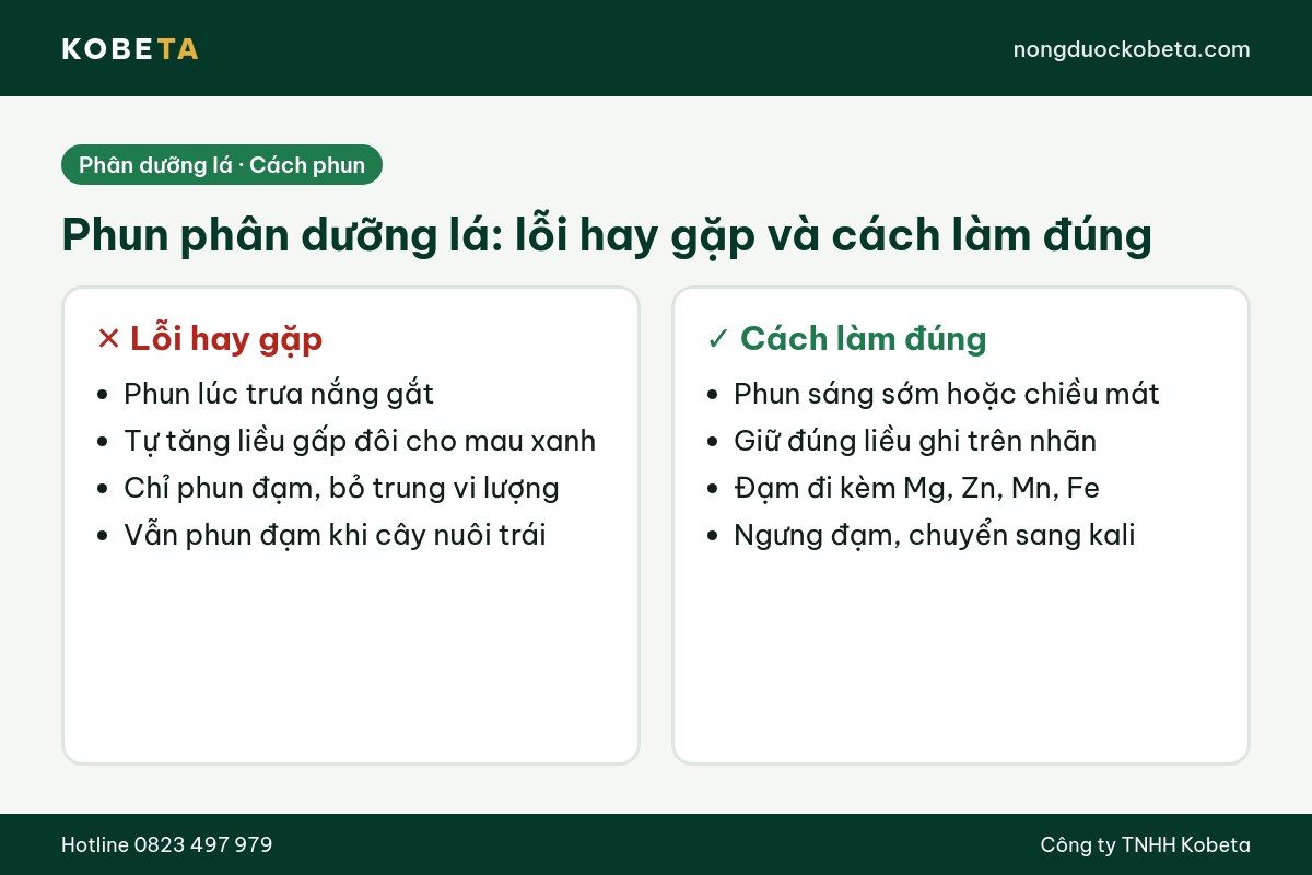Lỗi hay gặp khi phun phân dưỡng lá và cách làm đúng